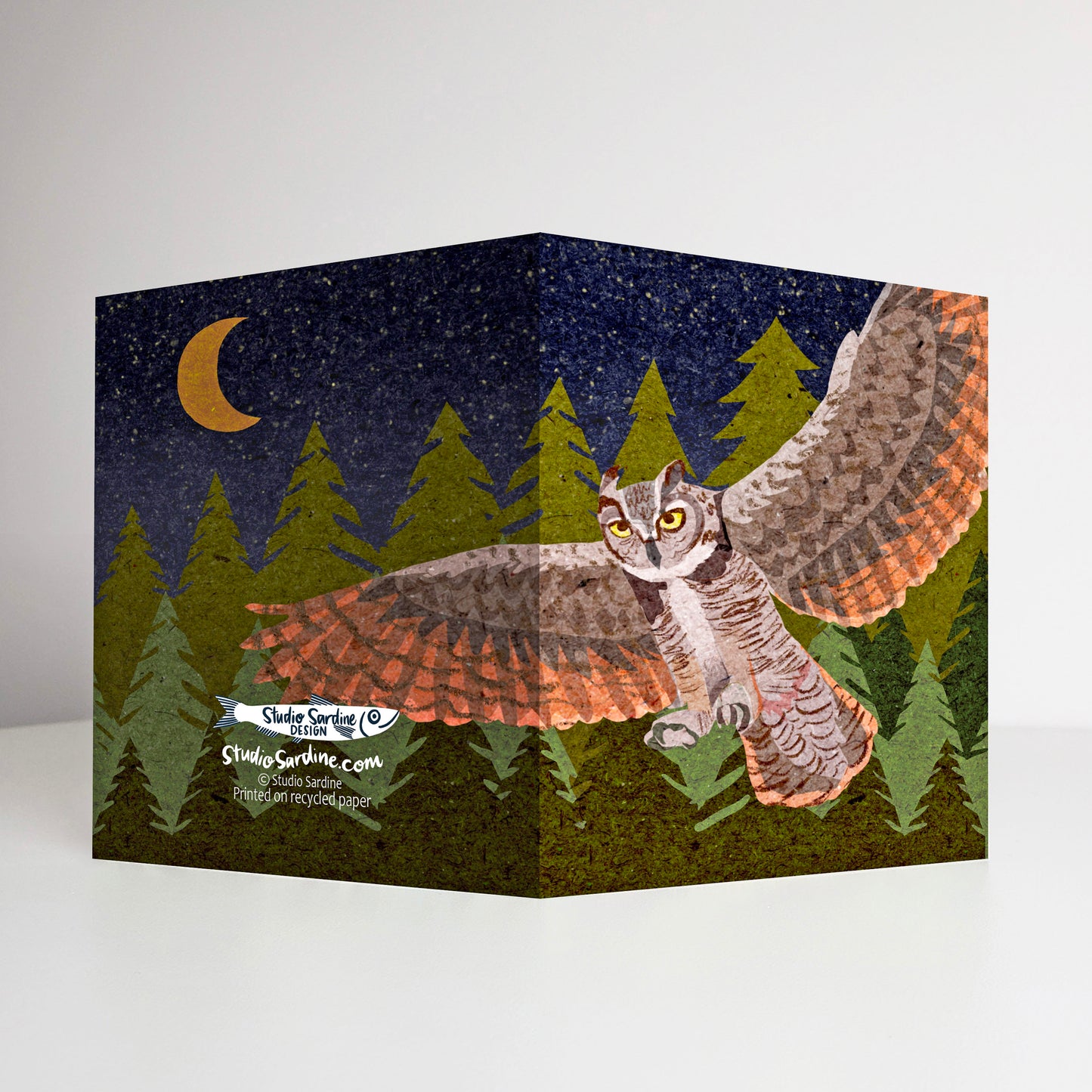 Great Horned Owl A2 size (5.5" x 4.25") notecards