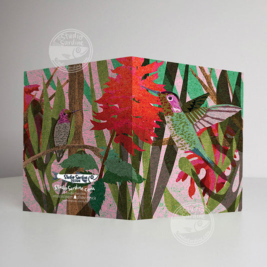 Hummingbird and Salvia A2 size (5.5" x 4.25") notecards