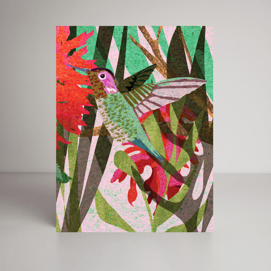 Hummingbird and Salvia A2 size (5.5" x 4.25") notecards