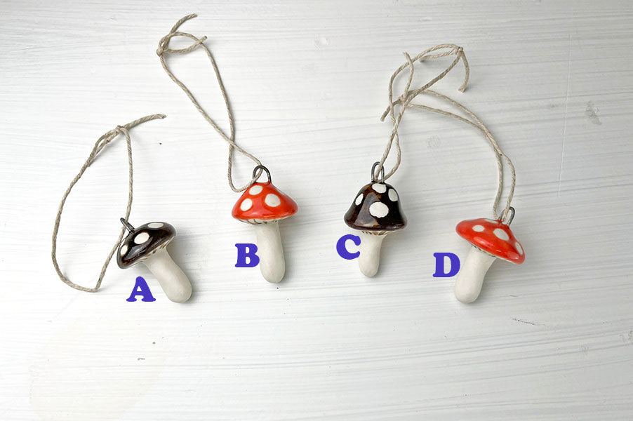Medium-sized Porcelain Mushroom Ornaments