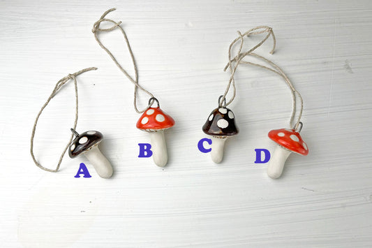 Medium-sized Porcelain Mushroom Ornaments