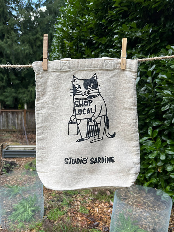 "Shop Local" cat small totes