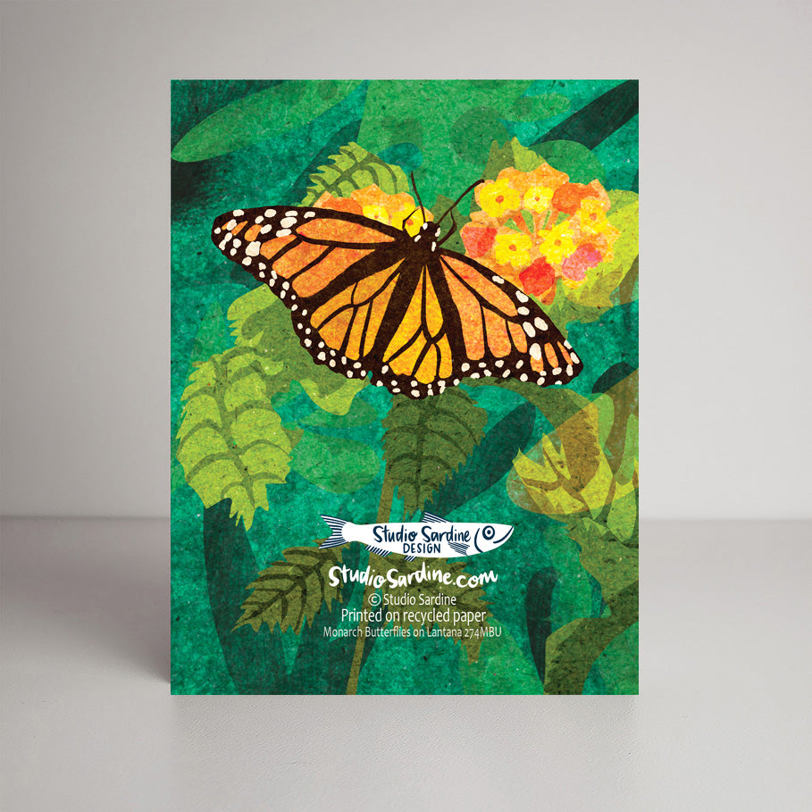 Monarchs Butterflies on Lantana A2 size (5.5" x 4.25") notecards