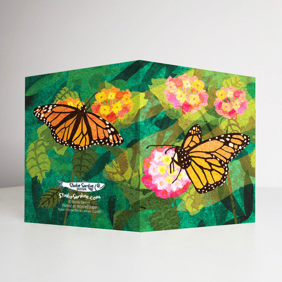 Monarchs Butterflies on Lantana A2 size (5.5" x 4.25") notecards