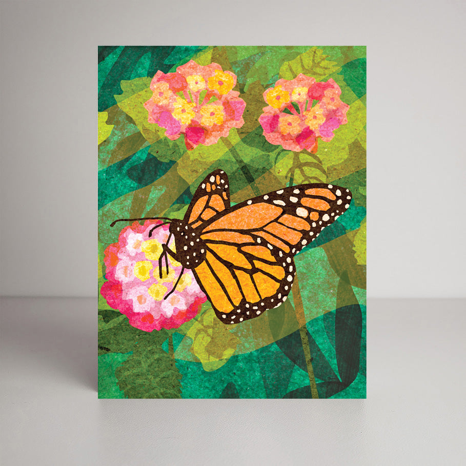 Monarchs Butterflies on Lantana A2 size (5.5" x 4.25") notecards