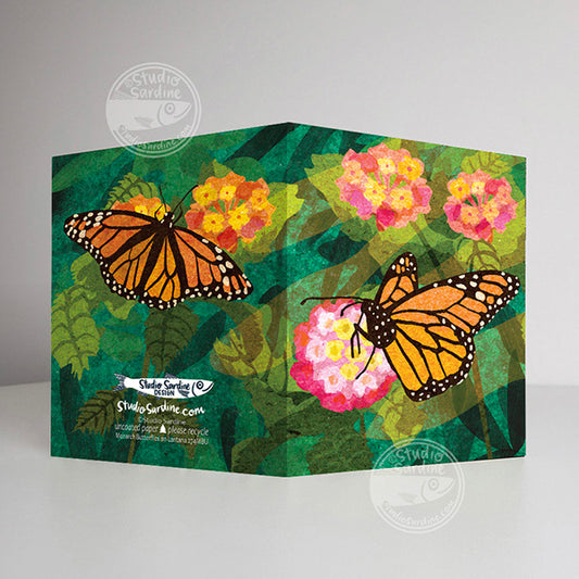 Monarchs Butterflies on Lantana A2 size (5.5" x 4.25") notecards