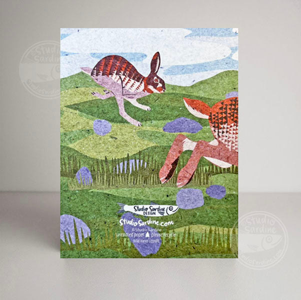 Wild Hares blank notecard, card for nature lovers