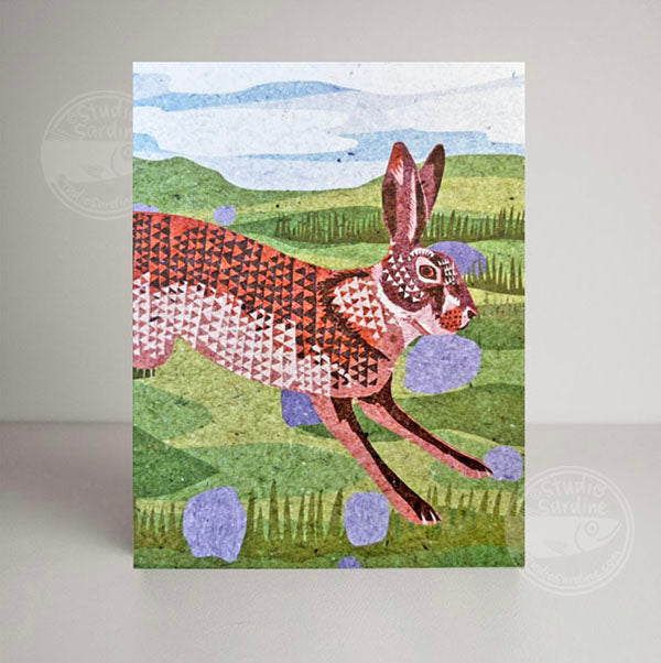 Wild Hares blank notecard, card for nature lovers