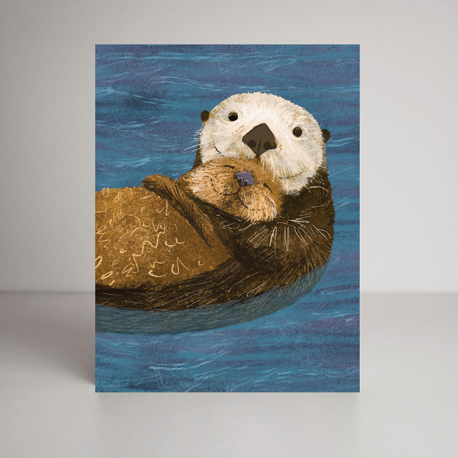 Cuddly Sea Otter A2 size (5.5" x 4.25") notecards