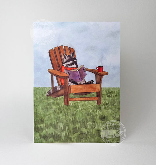 Reading Raccoon A7 Size Notecards, Blank Greeting Cards