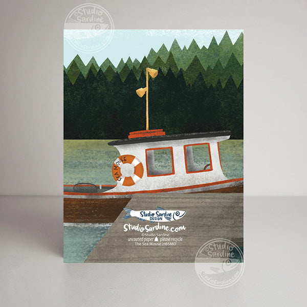 Sea Mouse cat sailor blank notecard, card for fisherfolk