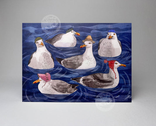 Stylish Seagulls A7 Size Notecards, Blank Greeting Cards
