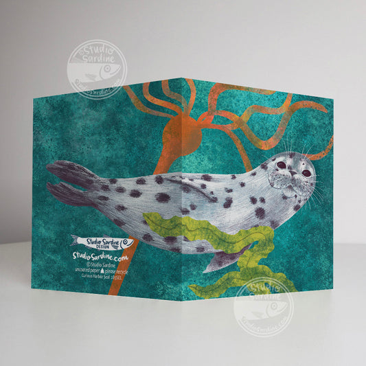 Curious Seal A2 size (5.5" x 4.25") notecards