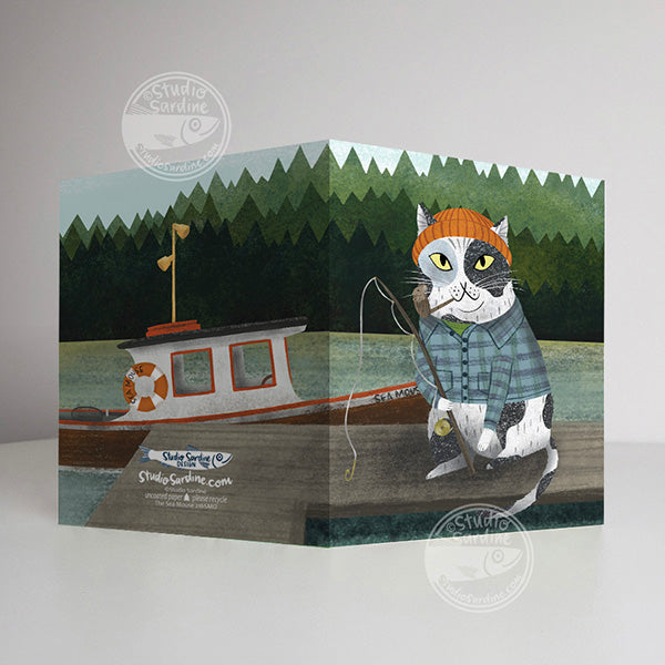 The Sea Mouse A2 size (5.5" x 4.25") notecards, cat sailor