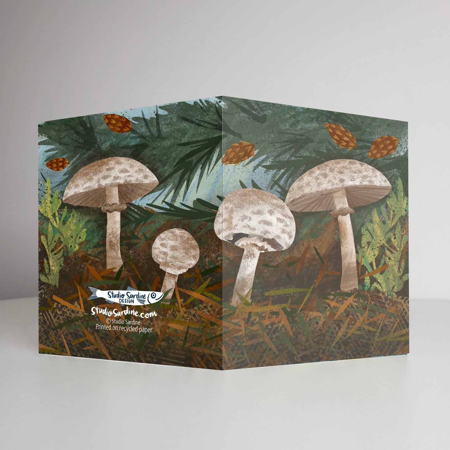 Shaggy Parasol Mushrooms A2 size (5.5" x 4.25") notecards