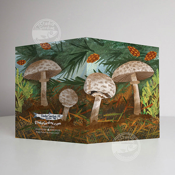 Shaggy Parasol Mushrooms A2 size (5.5" x 4.25") notecards