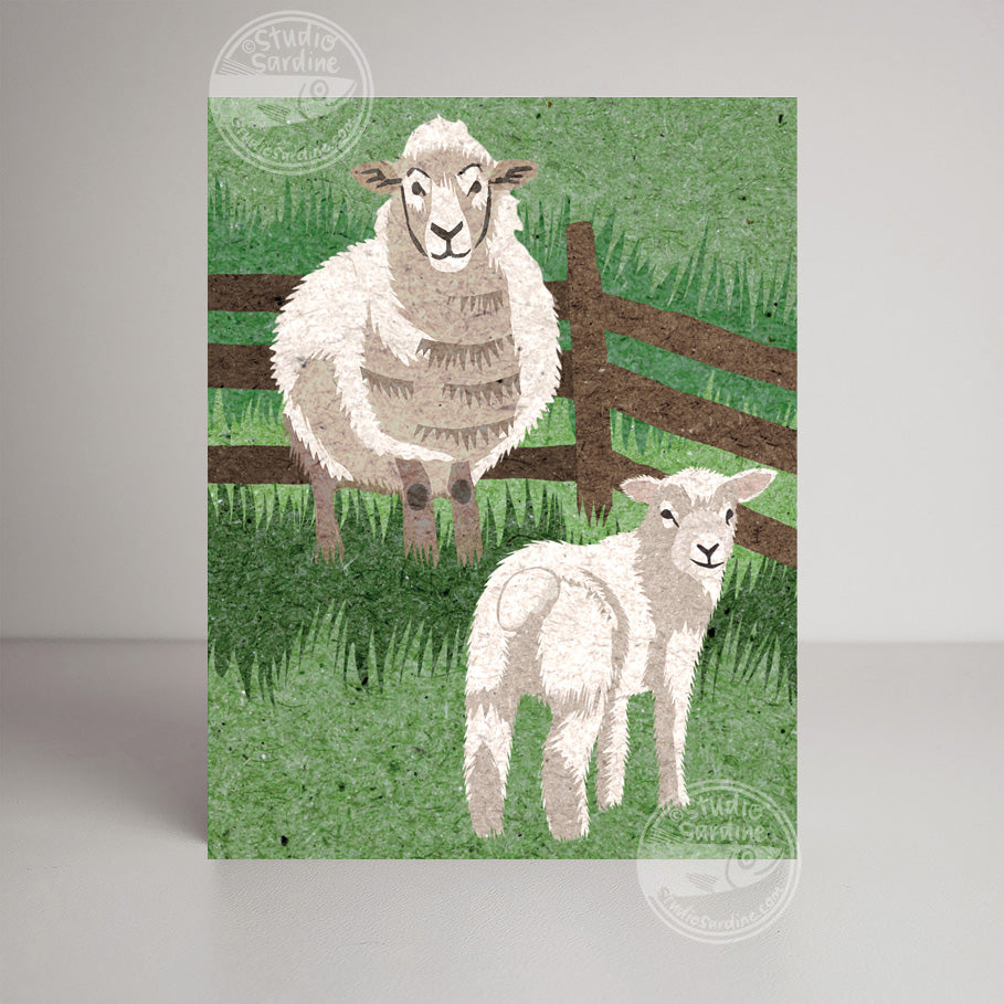 Spring Sheep A2 size (5.5" x 4.25") notecards