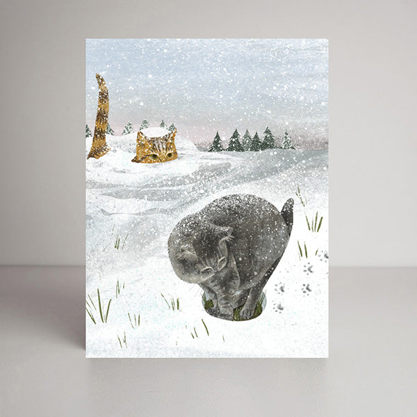Snow Cats blank notecards, cards for cat lovers