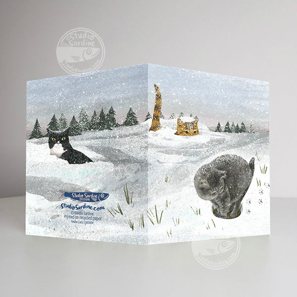 Snow Cats A2 size (5.5" x 4.25") notecards