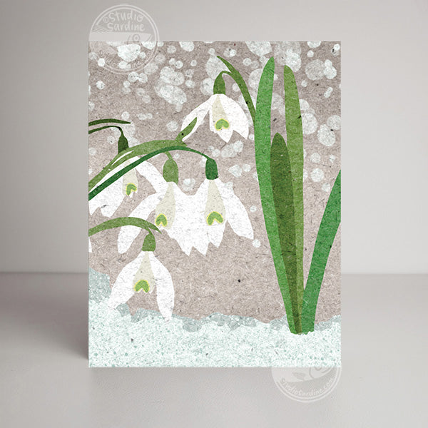 Snowdrops blank notecard, card for gardeners