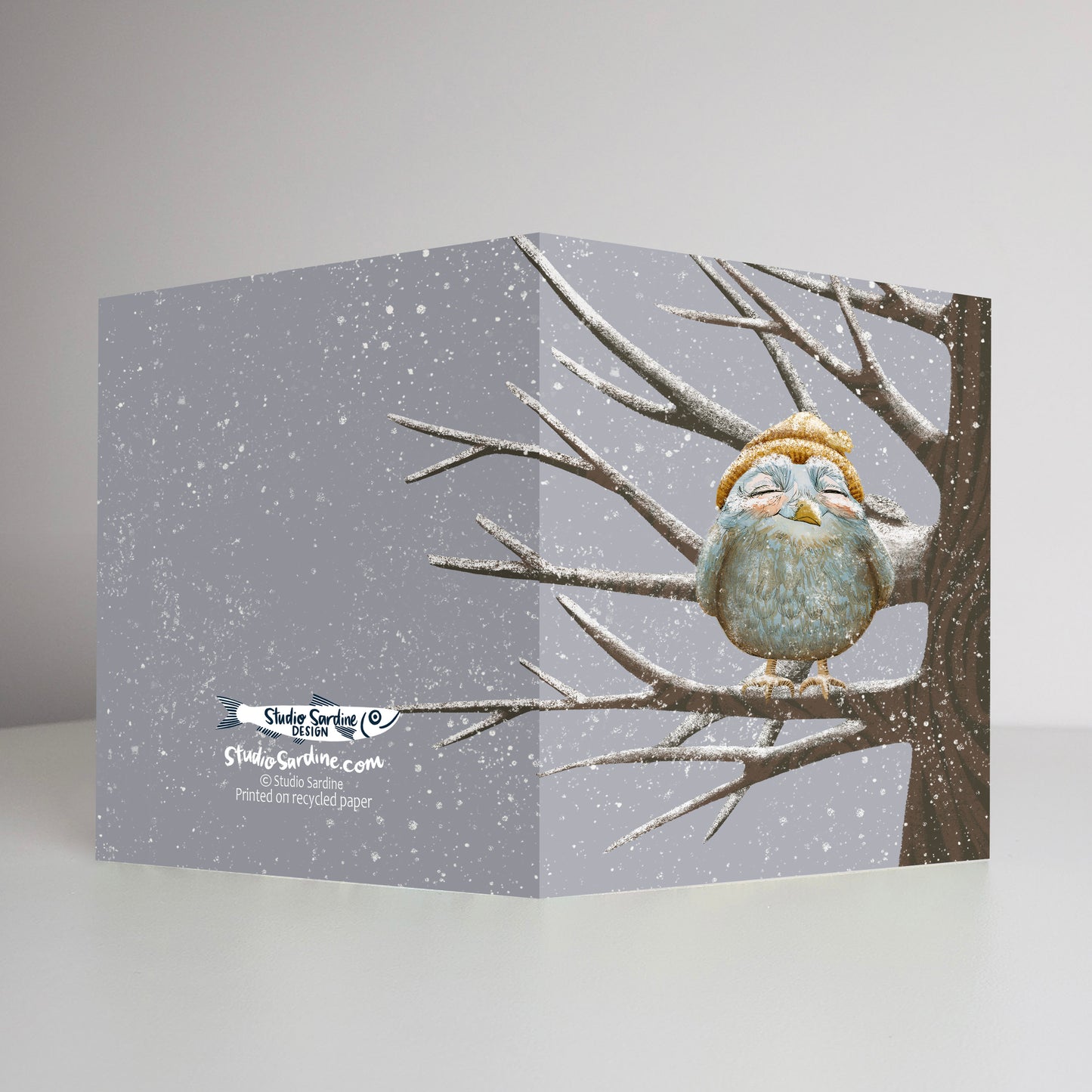 Snowfall Owl A2 size (5.5" x 4.25") notecards, holiday card