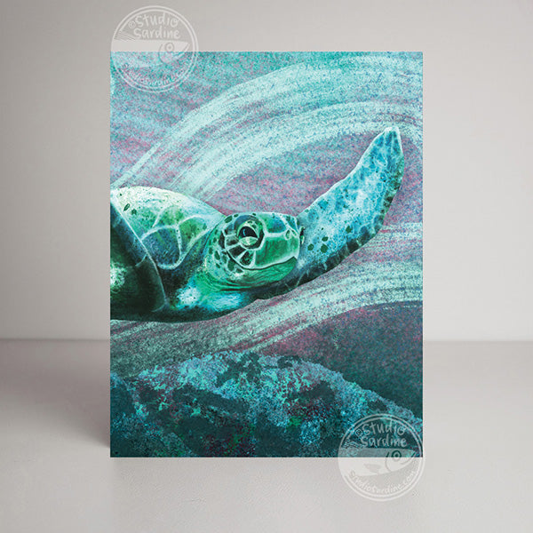Sea Turtle blank notecard, card for scuba divers