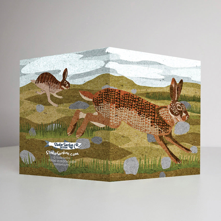 Wild Hares A2 size (5.5" x 4.25") notecards