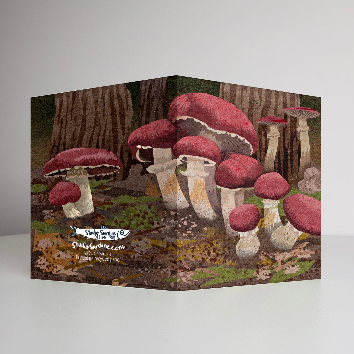 Wine Cap Mushrooms A2 size (5.5" x 4.25") notecards