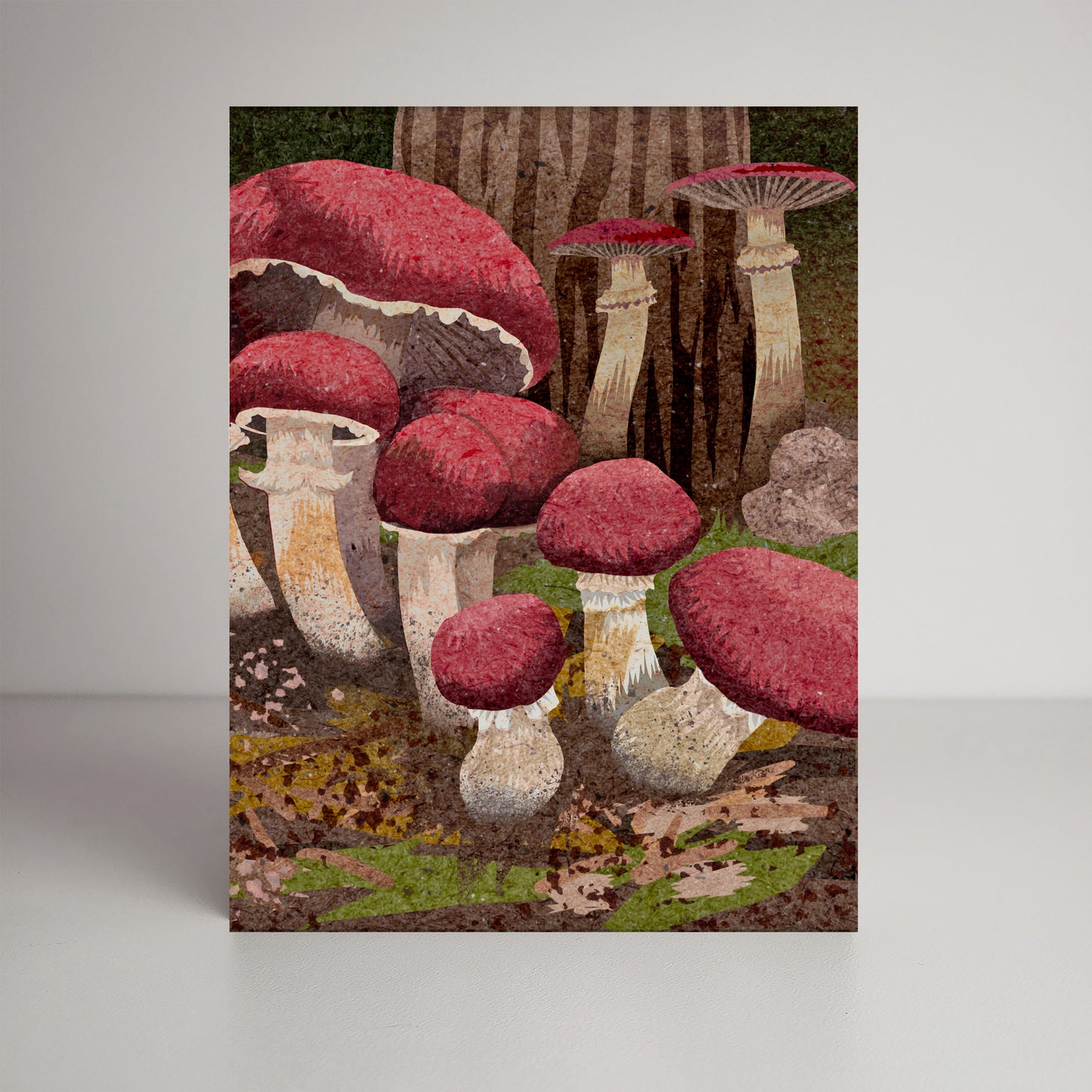 Wine Cap Mushrooms A2 size (5.5" x 4.25") notecards