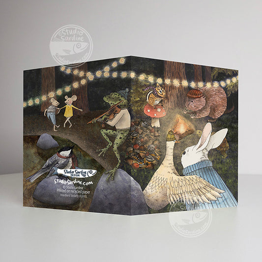 Woodland Society A2 size (5.5" x 4.25") notecards, holiday card